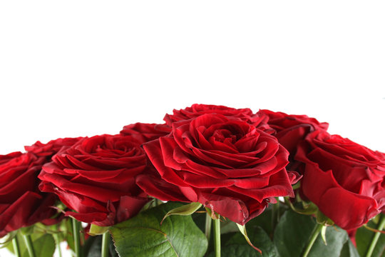 Close-up of a beautiful bouquet of red roses.