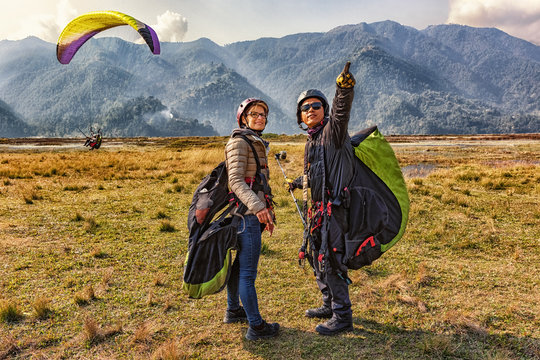 Paragliding, Landing, Pokhara, Nepal