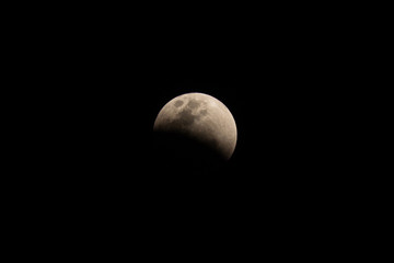 Lunar Eclipse. The moon on black sky.