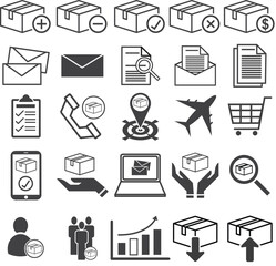 Warehouse stock, stockpile line icon set, illustration EPS10