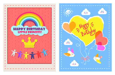 Set of Posters Happy Birthday Little Princess