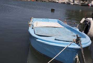 A typical Greek fishing boat at the old port of Corfu