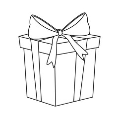 Gift box present with ribbon icon vector illustration graphic design