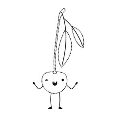 cherries fresh fruit kawaii character vector illustration design