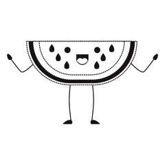 watermelon fresh fruit slice kawaii character vector illustration design