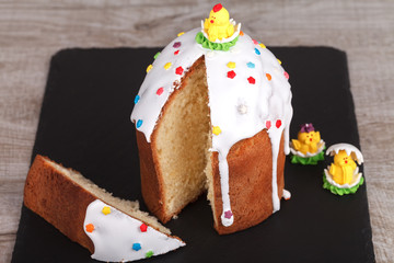 Easter cake on a slate stand