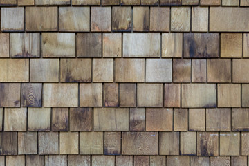 Cedar shingles roof pattern, texture, background.