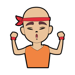 Chinese man with hands up cartoon icon vector illustration graphic design