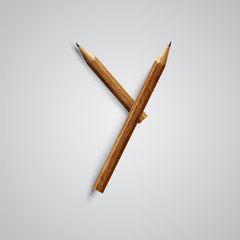 A letter made by pencil, vector.