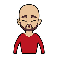 Funny chinese man face icon vector illustration graphic design