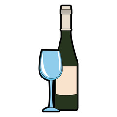 Champagne bottle and cup icon vector illustration graphic design