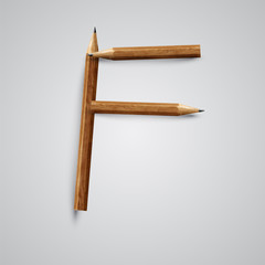 A letter made by pencil, vector.