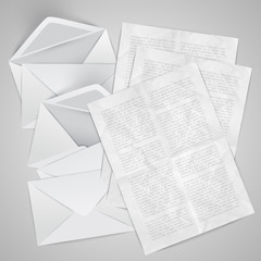 Obraz premium Realistic envelope with papers, vector illustration