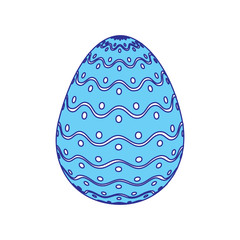 decorative easter egg dots and waves ornament vector illustration blue image