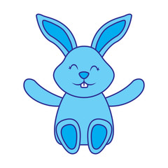 cute little bunny sitting animal happy vector illustration blue image