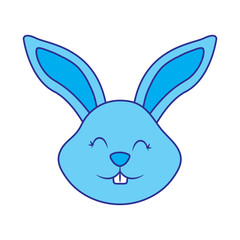 funny cute head rabbit ears animal cartoon vector illustration blue image