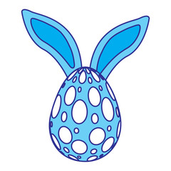 easter egg with rabbit ears decoration vector illustration blue image