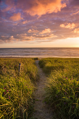 Beach trail and coastal sunset