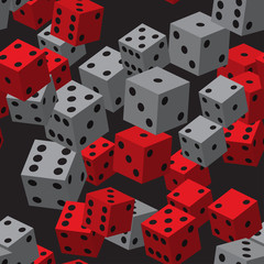 Red Grey Dice Seamless Pattern