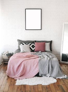 bedroom interior bed  Scandinavian free writing