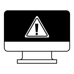 screen computer sign warning alert virus vector illustration outline