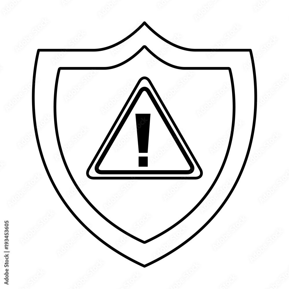 Poster shield protection warning alert error data vector illustration outline