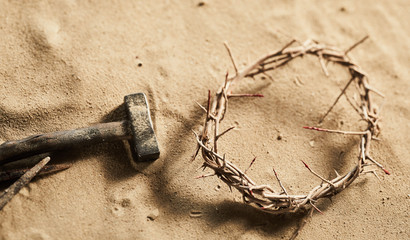 Religious Easter background with crown of thorns