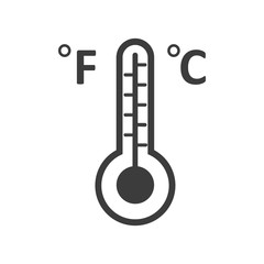 Thermometer icon. Flat vector illustration in black on white background