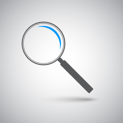 Magnifier for search vector, flat design.
