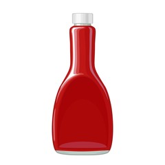 Ketchup bottle. Vector flat color illustration isolated on white background