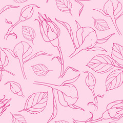 Handwork  illustration.Vintage wallpaper with pastel peony and roses on pink background. - 193455039