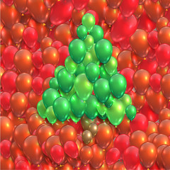 Christmas tree made by balloons, vector.