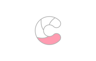 grey pink alphabet letter c company logo design