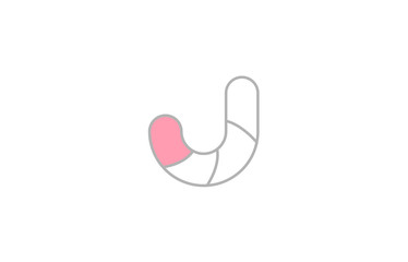 grey pink alphabet letter j company logo design