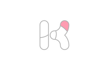 grey pink alphabet letter k company logo design
