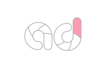 grey pink alphabet letter ad a d combination company logo design