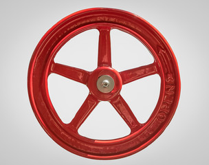 Obraz premium Isolated Red Vintage Industrial Tap With Open and an Arrow
