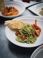 shrimp spaghetti on the dish