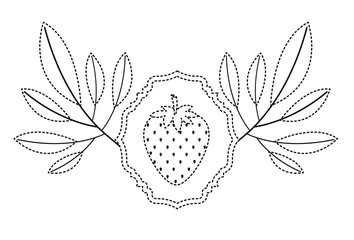 strawberries fresh fruit with leafs frame vector illustration design