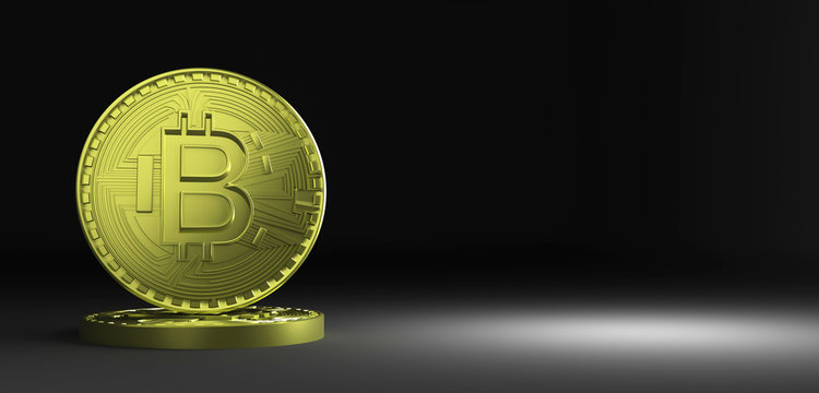 3D Rendering of coin Bitcoin