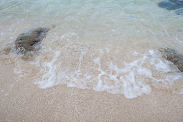 Soft wave on sandy beach. concept for summer season.