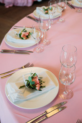Table setting, Table setting for guests at the wedding