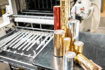 Foil rolls for stamping on the press machine at the printing manufacturing