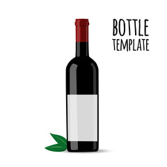 Vector dark bottle template. Empty label for packaging design.