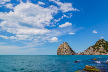 Naklejka na ściany i meble Panoramic image of the Black Sea coast in the Crimea