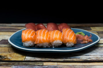 fresh sushi traditional japanese food on the table