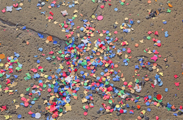 Fototapeta na wymiar many confetti at carnival