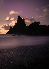 Long exposure of the end of a sunset on the Olympic Coast