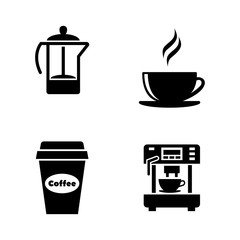 Coffee and Tea. Simple Related Vector Icons Set for Video, Mobile Apps, Web Sites, Print Projects and Your Design. Black Flat Illustration on White Background.