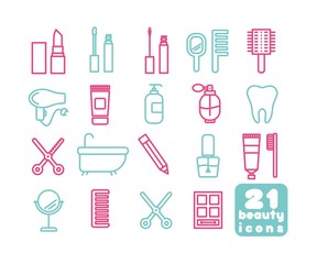 Helth and Beauty Vector Icons Clip Art set of 21 Simple routine objects image